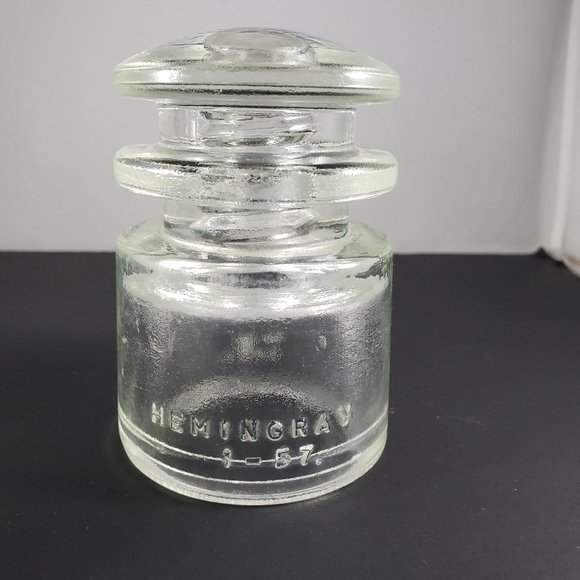 Pair of Colorless Glass Telephone Line Insulators Dominion and Hemingray 1950's - Picture 5 of 7